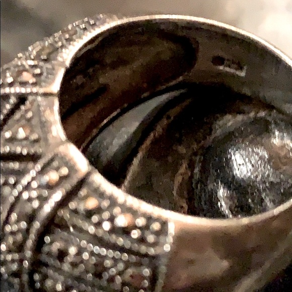 Marchesite ring, beautiful heavy sterling silver - Picture 7 of 7